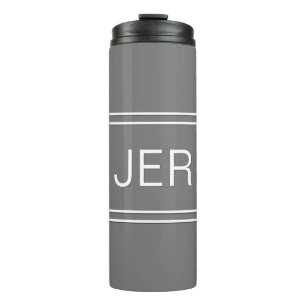 Classic Grey Personalized Monogram Initials Drink Thermal Tumbler