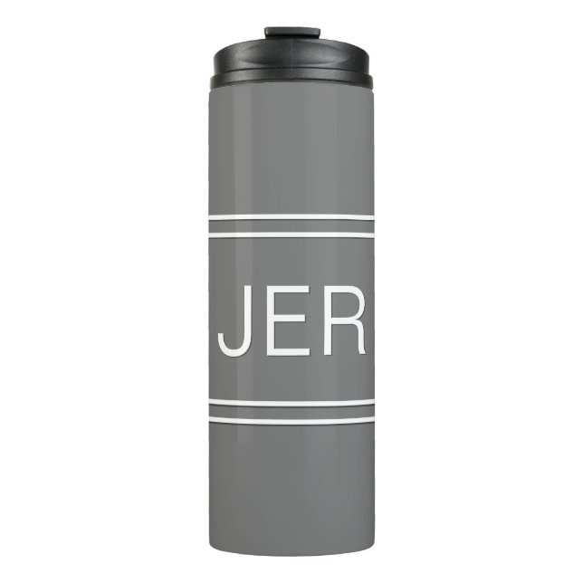 Classic Grey Personalized Monogram Initials Drink Thermal Tumbler (Front)