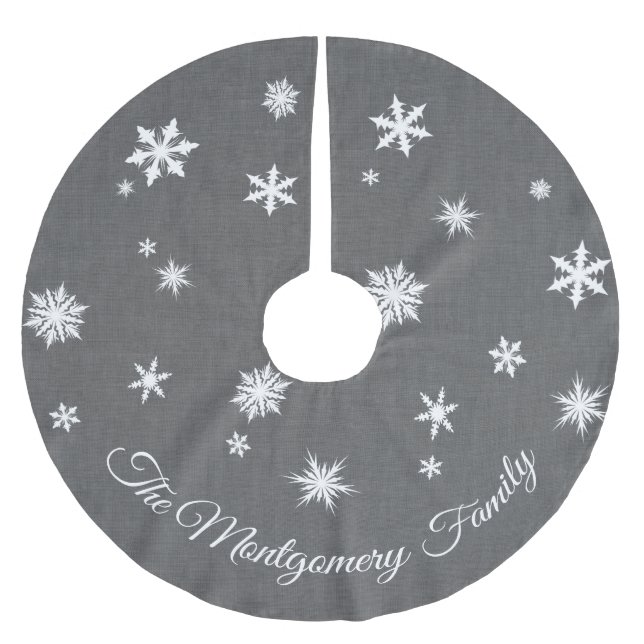 Classic Grey Personalized Tree Skirt (Front)