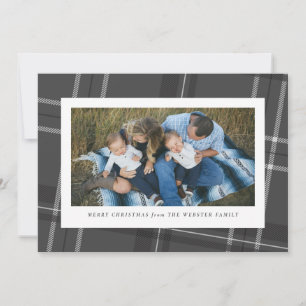 Classic grey plaid holiday photo card