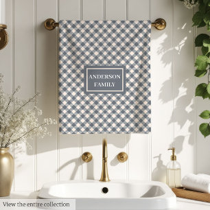Classic Grey Tartan Personalized Family Gift Bath Towel Set