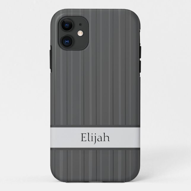 Classic Grey Vertical Stripe Case-Mate iPhone Case (Back)