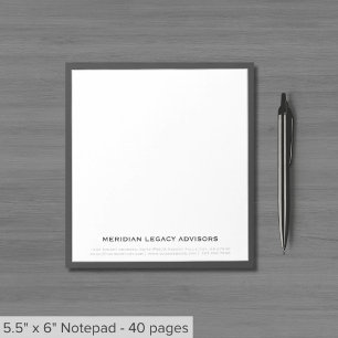 Classic Grey White Typographic Notepad