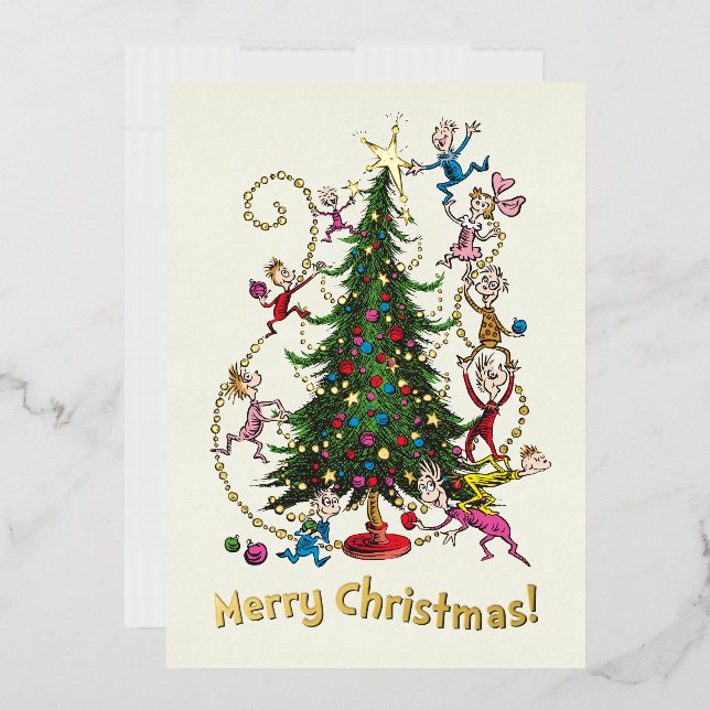 Classic Grinch | Christmas Tree Foil Holiday Card (Envelope)