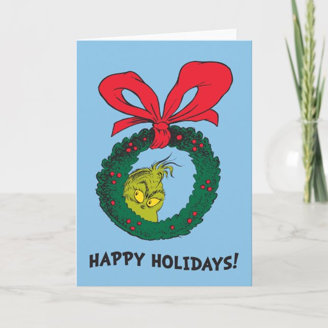 Classic Grinch | Christmas Wreath Holiday Card (Front)
