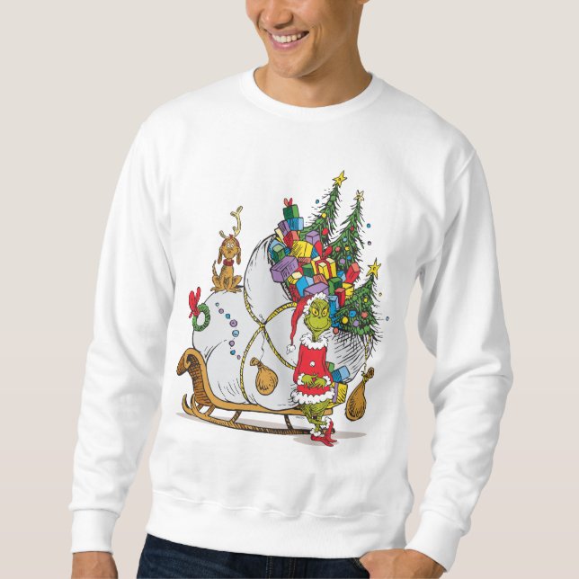 Classic Grinch | Grinch & Max with Sleigh Sweatshirt (Front)