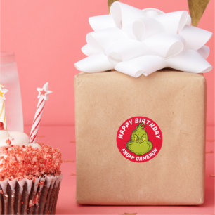 Classic Grinch   Happy Birthday Round Sticker