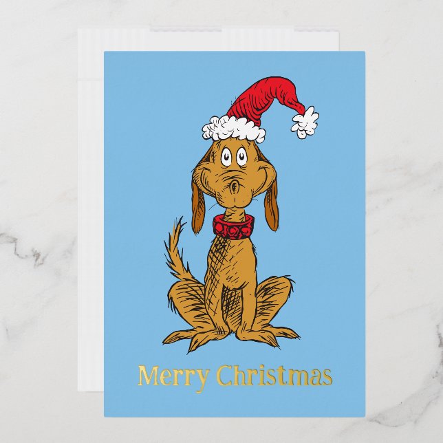 Classic Grinch | Max - Santa Hat Foil Holiday Card (Envelope)