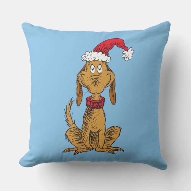 Classic Grinch | Max - Santa Hat Throw Pillow (Front)