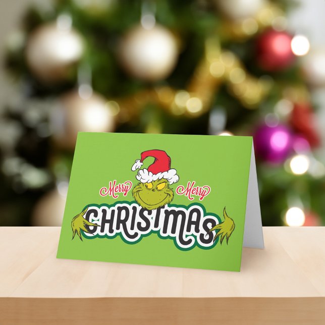 Classic Grinch | Merry Merry Christmas Holiday Card (Card on table)