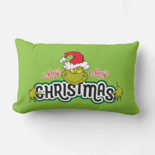 Classic Grinch | Merry Merry Christmas Lumbar Pillow (Front)