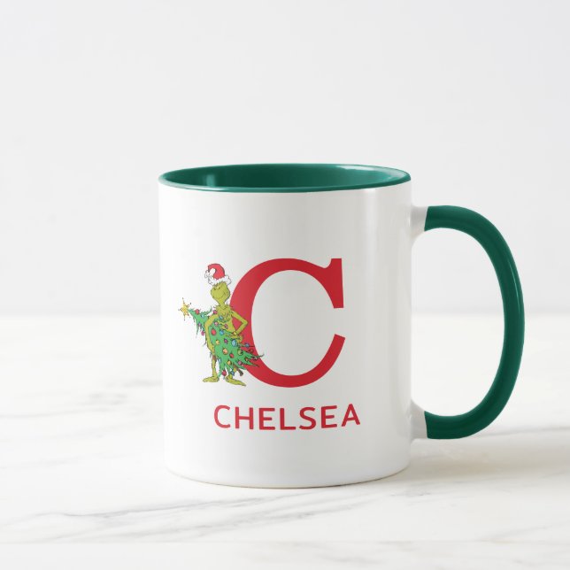 Classic Grinch | Naughty Name & Monogram C Mug (Right)