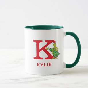 Classic Grinch   Naughty Name & Monogram K Mug