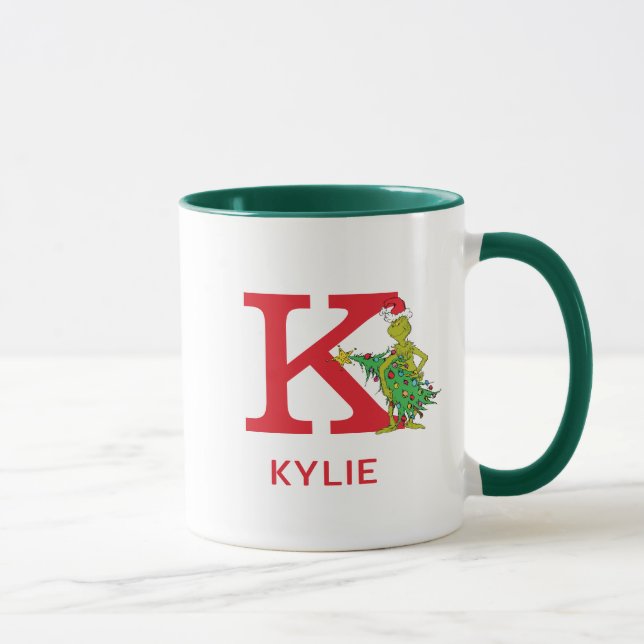 Classic Grinch | Naughty Name & Monogram K Mug (Right)