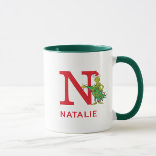 Classic Grinch   Naughty Name & Monogram N Mug
