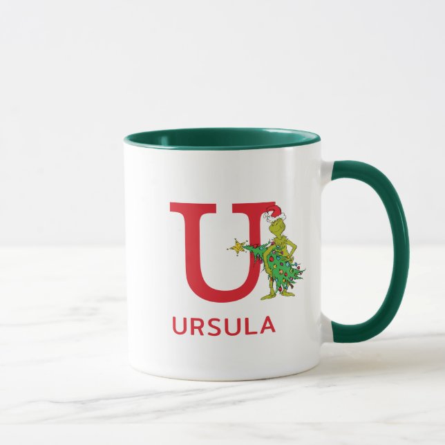 Classic Grinch | Naughty Name & Monogram U Mug (Right)