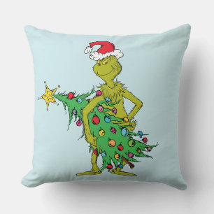 Classic Grinch   Naughty Throw Pillow