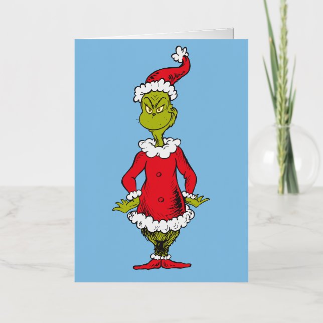 Classic Grinch | Santa Claus Foil Greeting Card (Front)