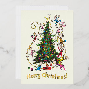 Classic Grinch Whoville Christmas Tree Foil Holiday Card