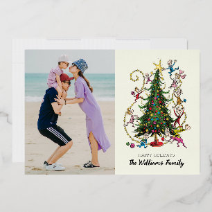 Classic Grinch Whoville Christmas Tree Foil Holiday Card