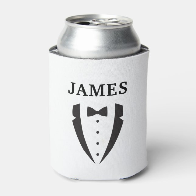 Classic Groomsman Bow Tie Tuxedo Can Cooler (Can Front)