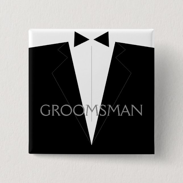 Classic Groomsman Flair 2 Inch Square Button (Front)