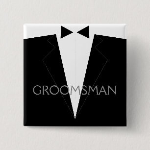 Classic Groomsman Flair 2 Inch Square Button