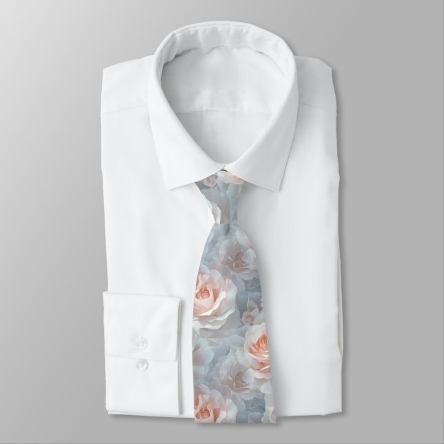 Classic Groomsman Gift Rose Flower Tie (Tied)