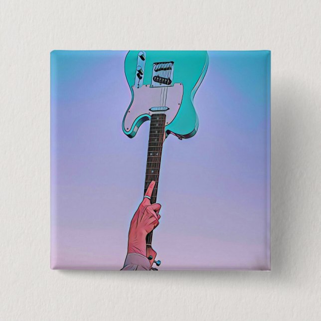 Classic guitar artwork 2 inch square button (Front)