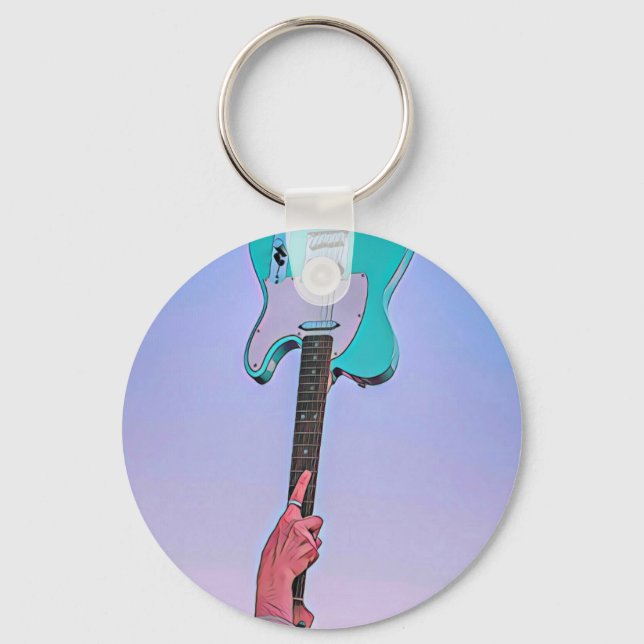 Classic guitar artwork keychain (Front)