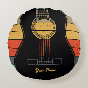 Classic guitar custome name  round pillow