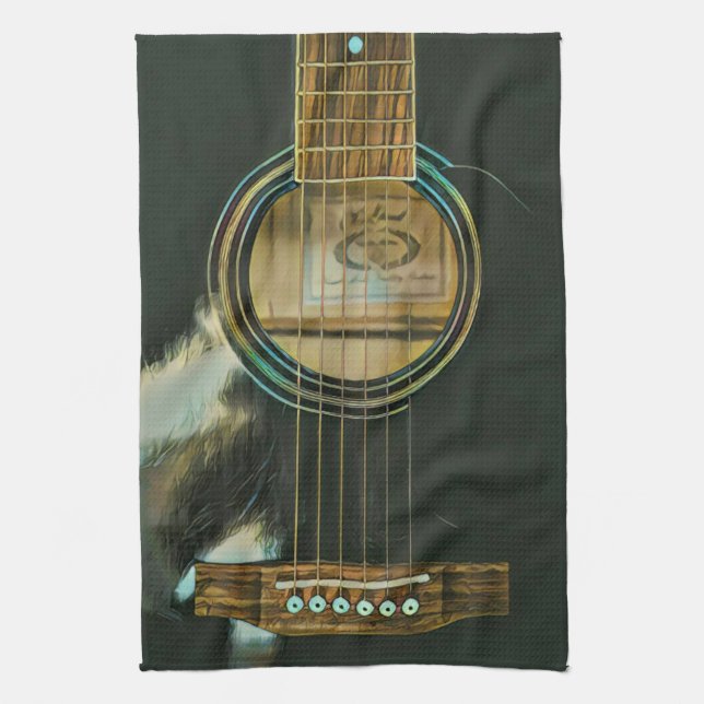 classic guitar gift for dad kitchen towel (Vertical)