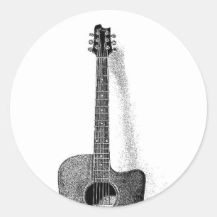 Classic Guitar Round Sticker