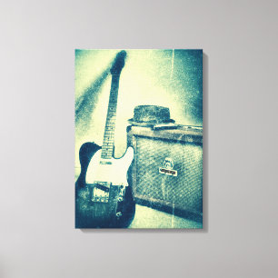 classic guitar with amp bluesman canvas print