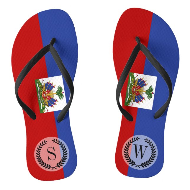 Classic Haitian Flag Flip Flops (Footbed)