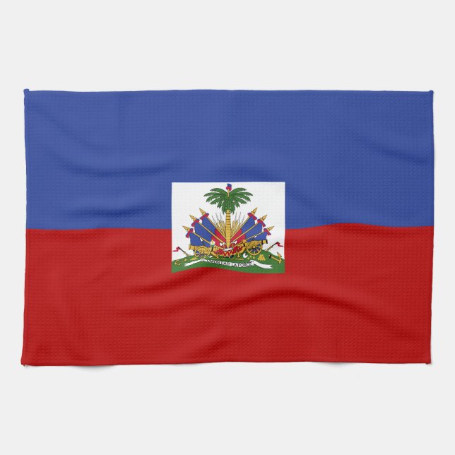 Classic Haitian Flag Kitchen Towel (Horizontal)