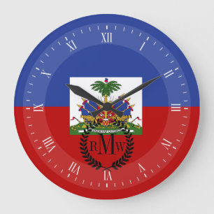 Classic Haitian Flag Large Clock