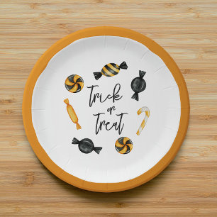Classic Halloween Candy Trick or Treat Paper Plate