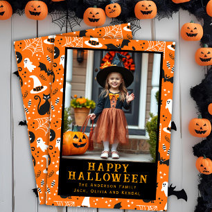 Classic Halloween Cute Custom Photo Holiday Card