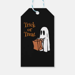 Classic Halloween Ghost with Bag Trick or Treat   Gift Tags