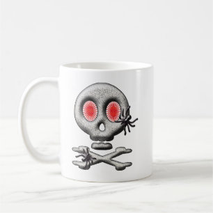 Classic Halloween Scary Skull and Creepy Spiders Coffee Mug