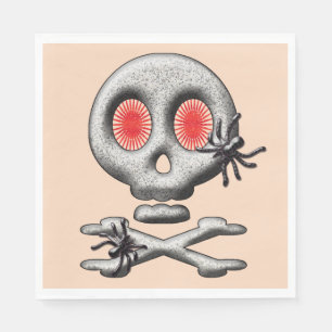 Classic Halloween Scary Skull and Creepy Spiders Napkin
