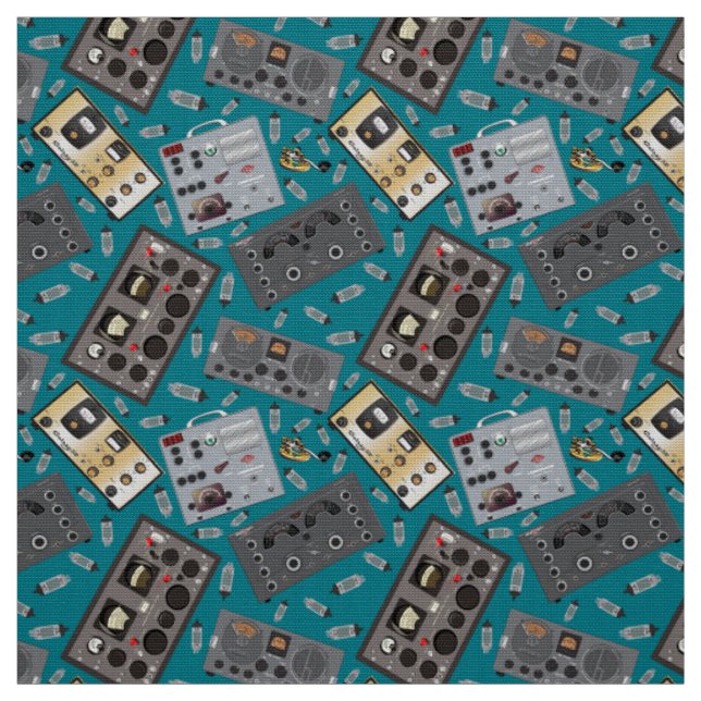 Classic Ham Radios and Vacuum Tubes Fabric (Swatch)