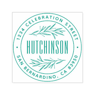 Classic Hand-drawn Branches Round Return Address Self-inking Stamp