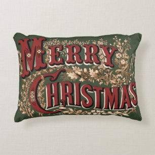 Classic Hand Lettered Merry Christmas Throw Pillow
