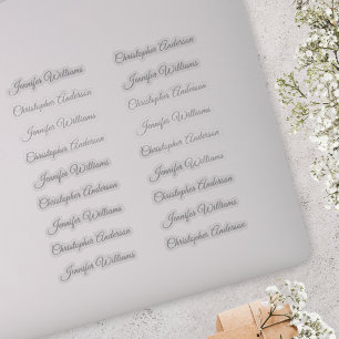 Classic Handwriting 18 Guest Names - Silver
