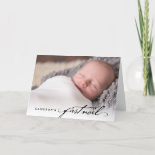 Classic Handwriting Script Baby's First Noel Photo Holiday Card