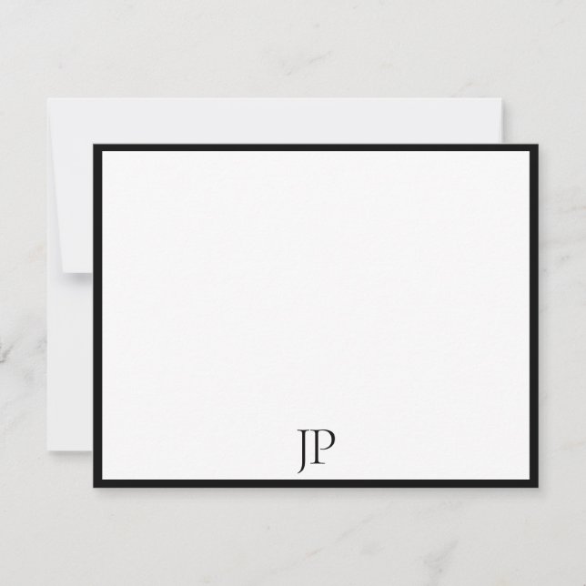 Classic Handwritten Script Text Elegant Monogram Card (Front)