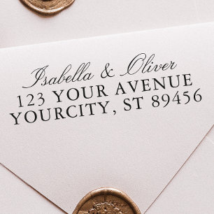 Classic Handwritten Script Wedding Return Address Self-inking Stamp