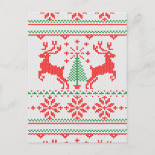 Classic Happy Holidays White Knit Ugly Sweater Holiday Postcard